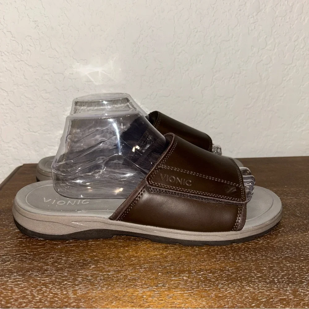 Vionic Brown Slide Sandals - Picture 3 of 10